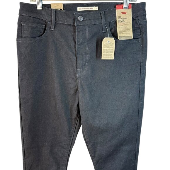 NEW/NWT Levi's 720 High Rise Super Skinny Jeans in Black Size 32 14 Medium - Picture 3 of 6